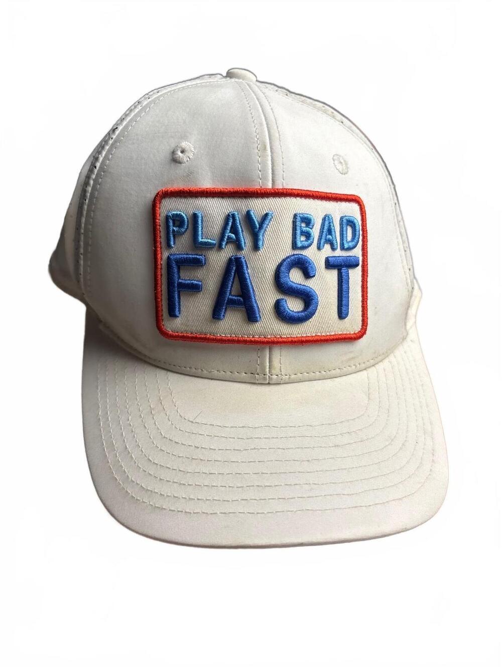 Ghost White Baseball Cap with 'Play Bad Fast' Embroidered Patch